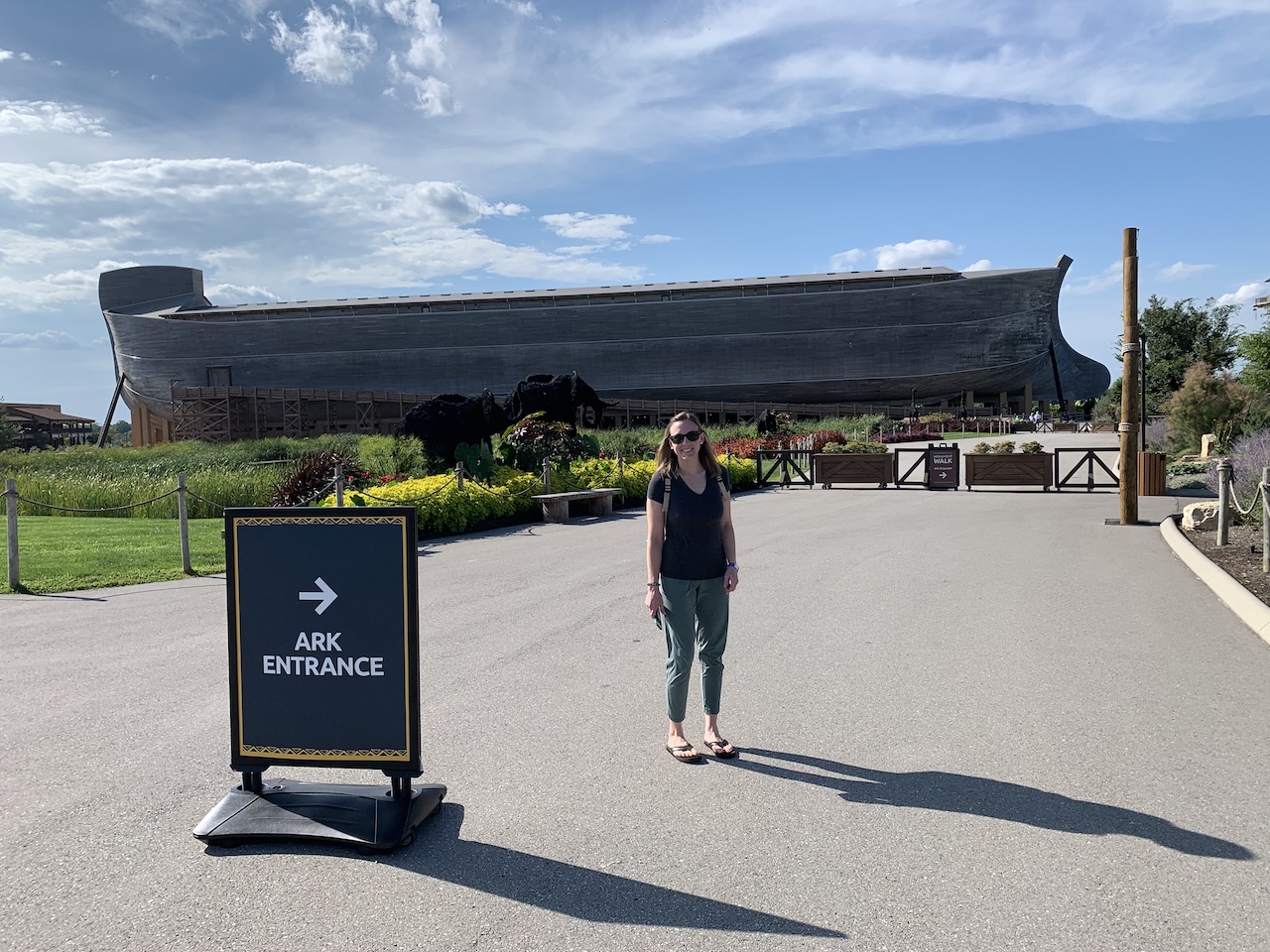 photo of woman in front of ark encounter williamstown, ky