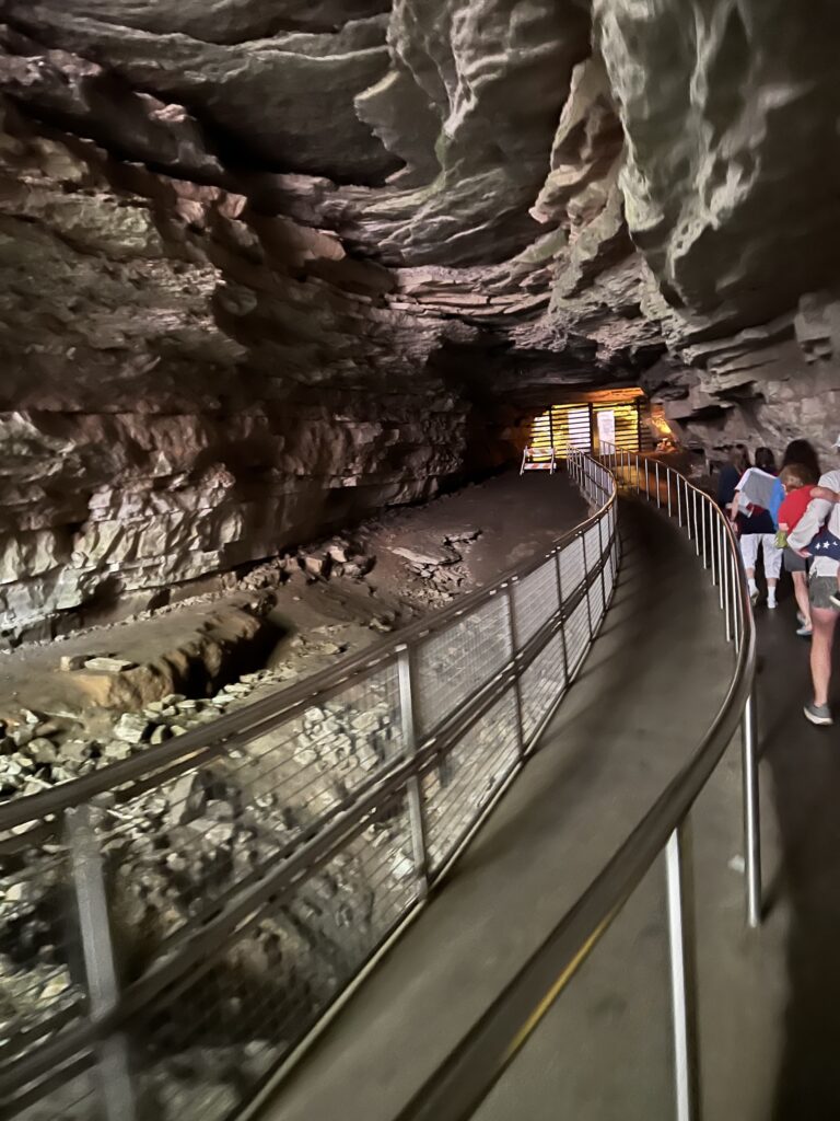 inside mammoth cave showing sidewalk