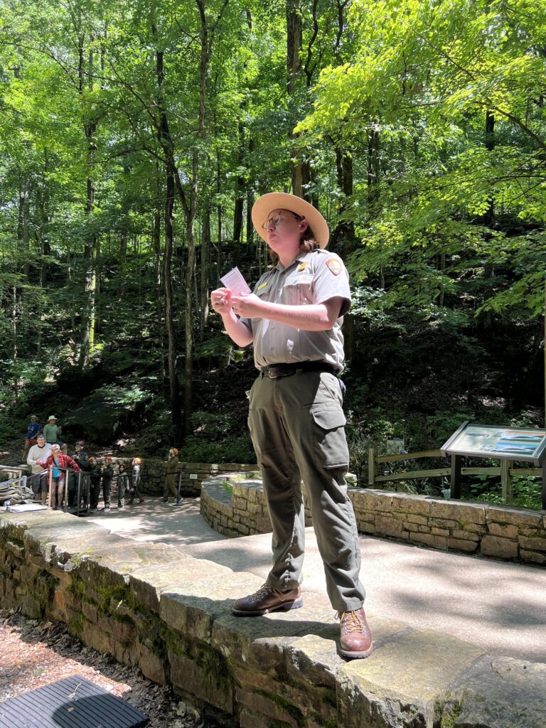 Mammoth Cave Park Ranger giving instructions before entering cave